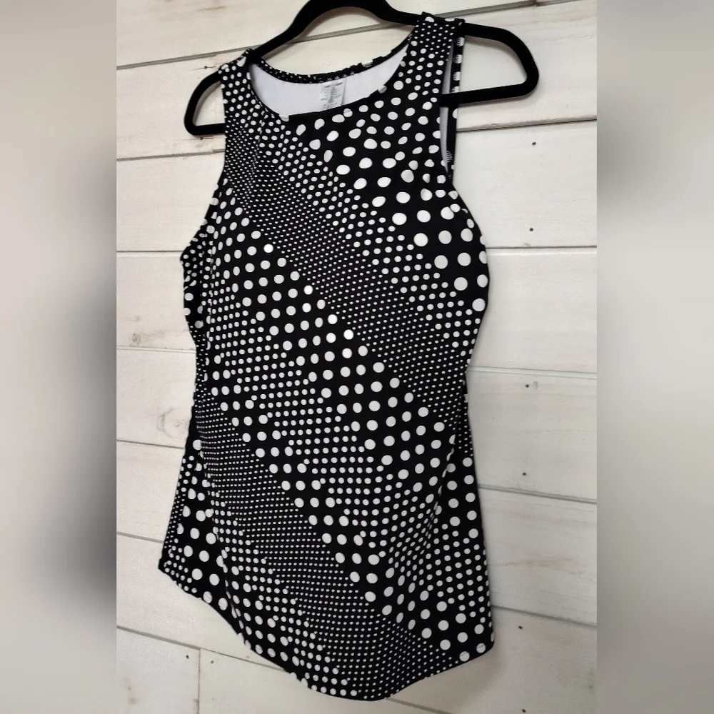 Lands' End Black and White Polka Dot Tankini - Picture 2 of 6